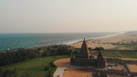 Mahabalipuram Shore Temple Day Sunset - Oldest Stone Temple India UNESCO Coastal Pallava