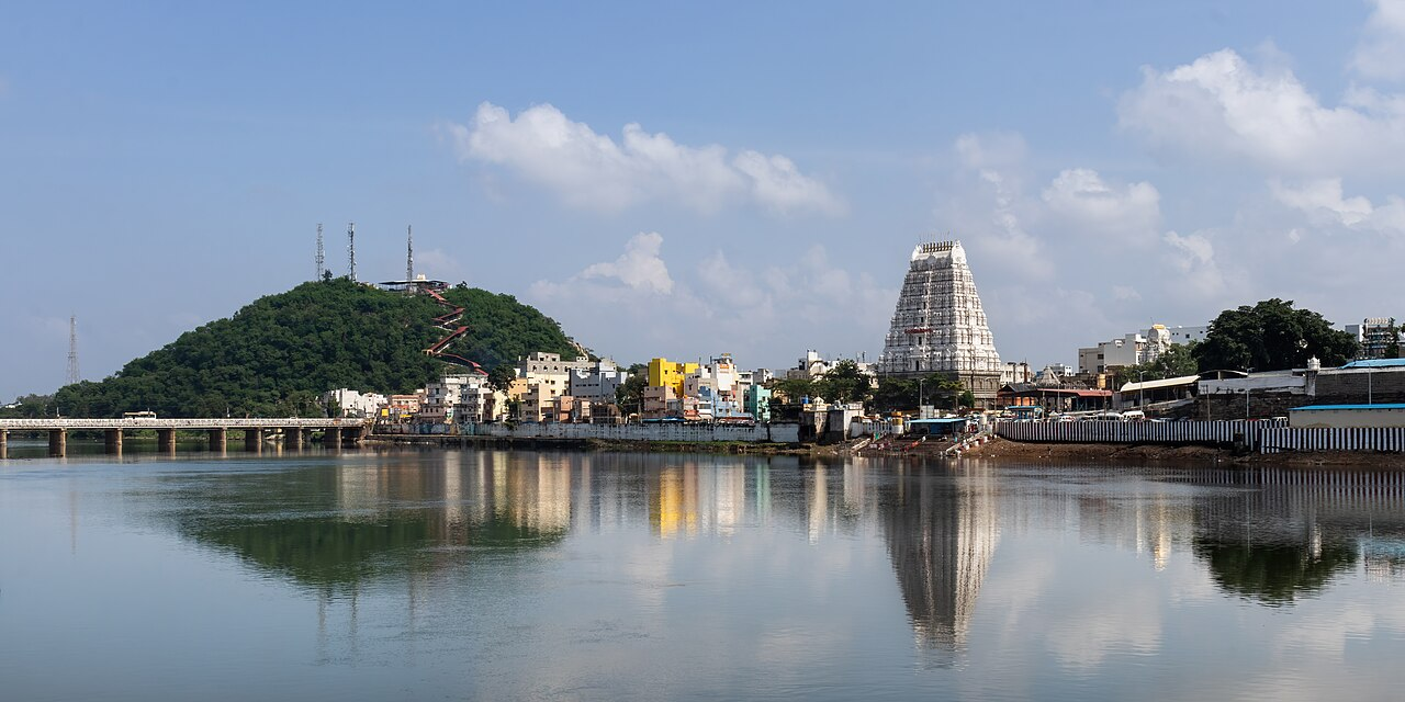 Srikalahasti Temple and Hill Background - Ancient Legend of Spider Snake Elephant Devotion