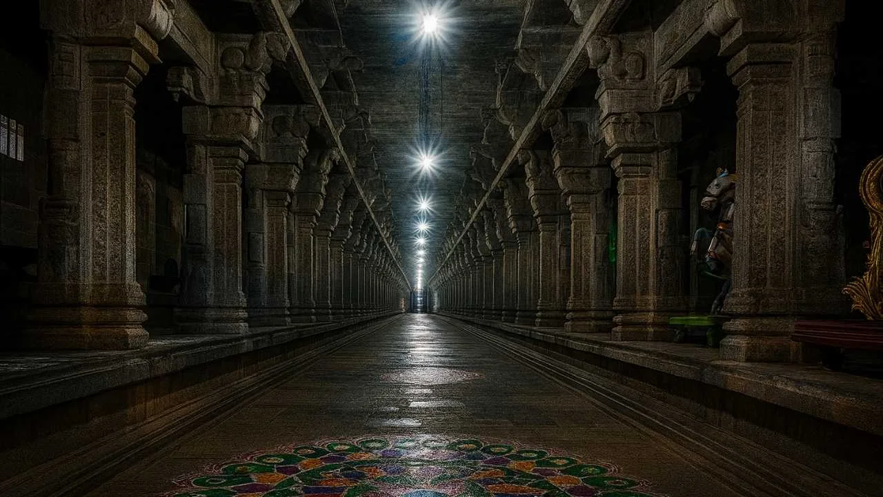 Srikalahasti Temple Inner Corridor - Ancient Stone Pillars and Carved Mandapam Architecture