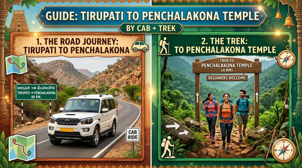 Penchalakona temple hill trek route from Tirupati