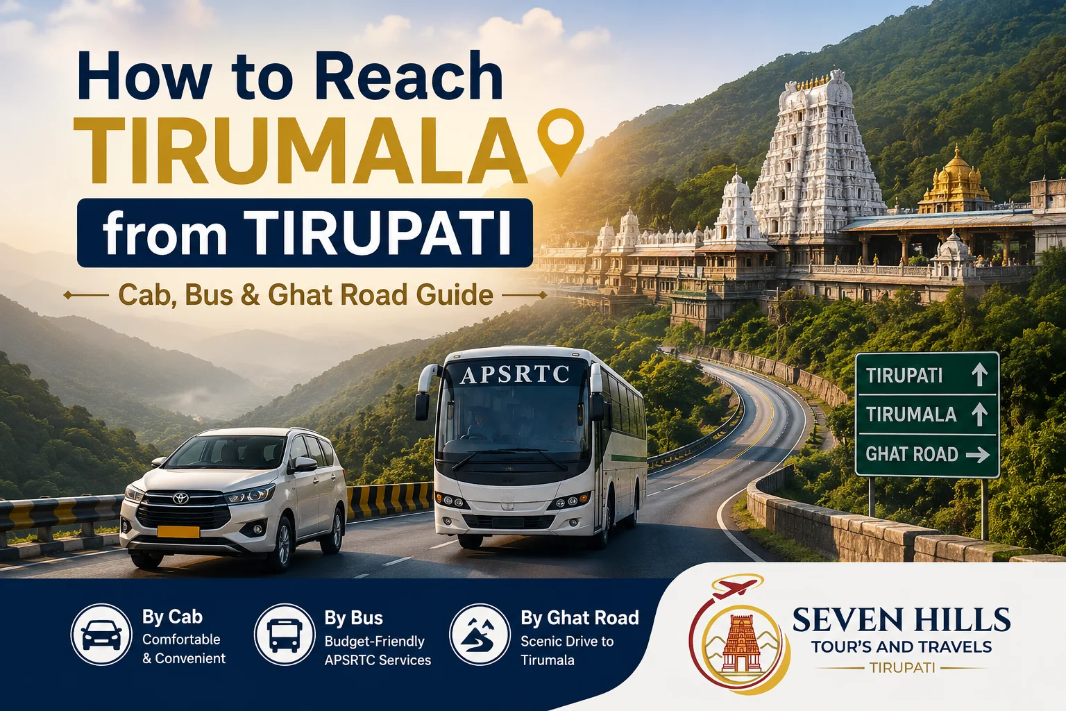 Winding ghat road connecting Tirupati to Tirumala hill temple